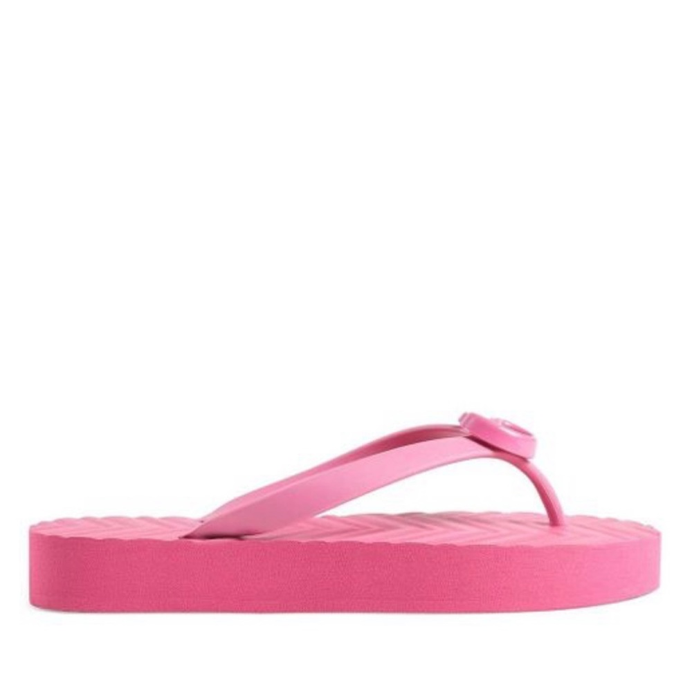 GUCCI Pascar Flip Flops in Chevron Rubber Pink - Picture 8 of 9
